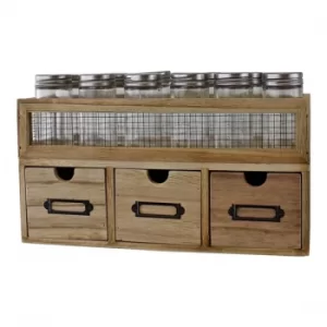 Image of 12 Jar Freestanding Spice Rack With Bottles & 3 Drawer Cabinet