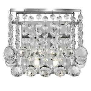 Image of Indoor Square Wall 2 Light Chrome with Crystals, G9