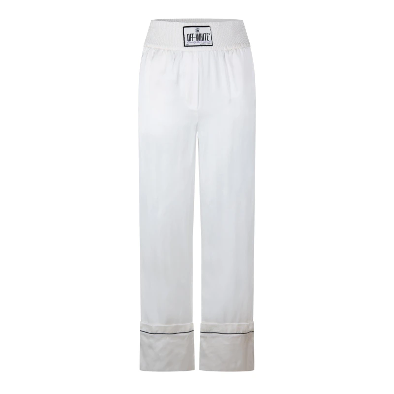 Image of Off White Womens Satin Pyjama Pant, Satin Construction Trousers White female XXS (36)