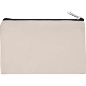 Image of Kimood Small Cotton Canvas Pouch (One Size) (Natural/Black) - Natural/Black