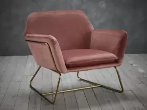 Image of LPD Charles Vintage Pink Velvet Upholstered Fabric Armchair