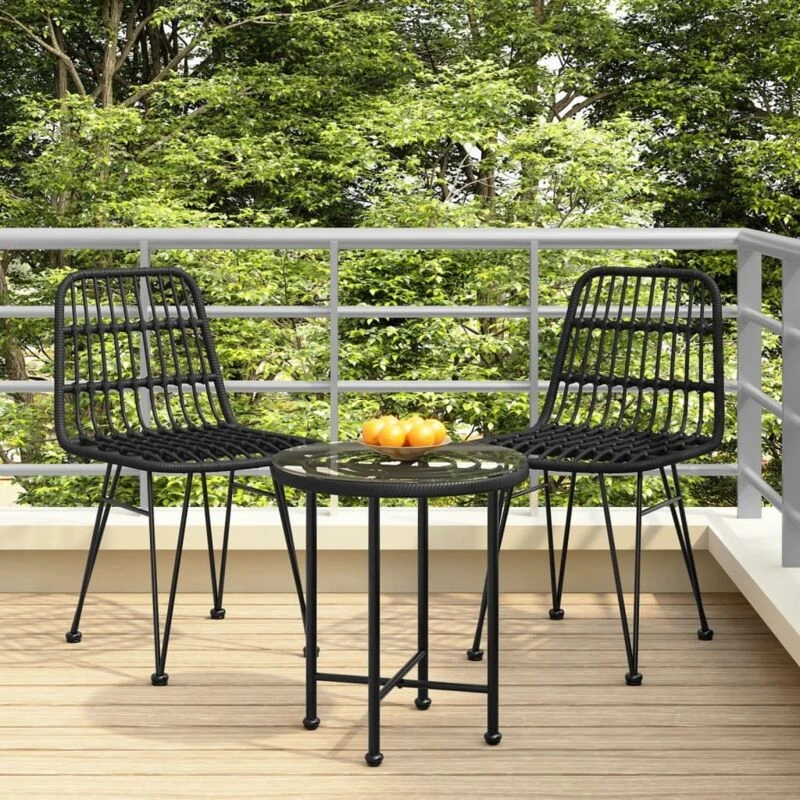 Image of vidaXL Garden Chairs 2 pcs Black 48x62x84cm PE Rattan, Black 319429