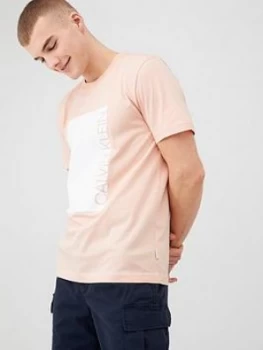 Image of Calvin Klein Jeans Logo Cut Out Print T-Shirt - Peach