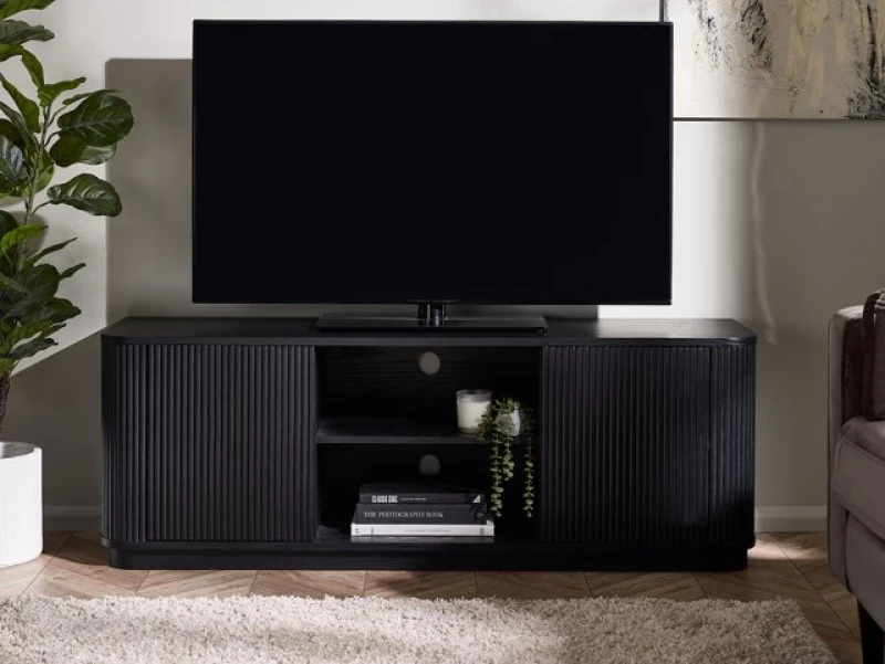 Image of Julian Bowen Louis Black Ash 2 Door TV Cabinet