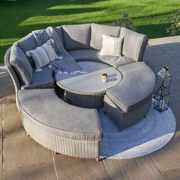 Image of Bermuda Daybed Garden Dining Set with Ceramic Top Slate (Grey)