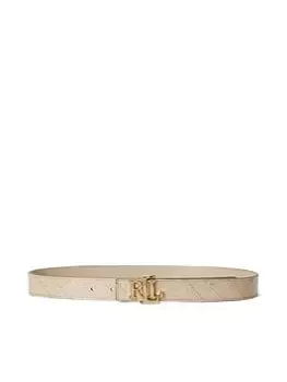 Image of Lauren by Ralph Lauren Rev Lrl 30-belt-medium In Croc Emboss - Birch Tan, Brown Size M Women