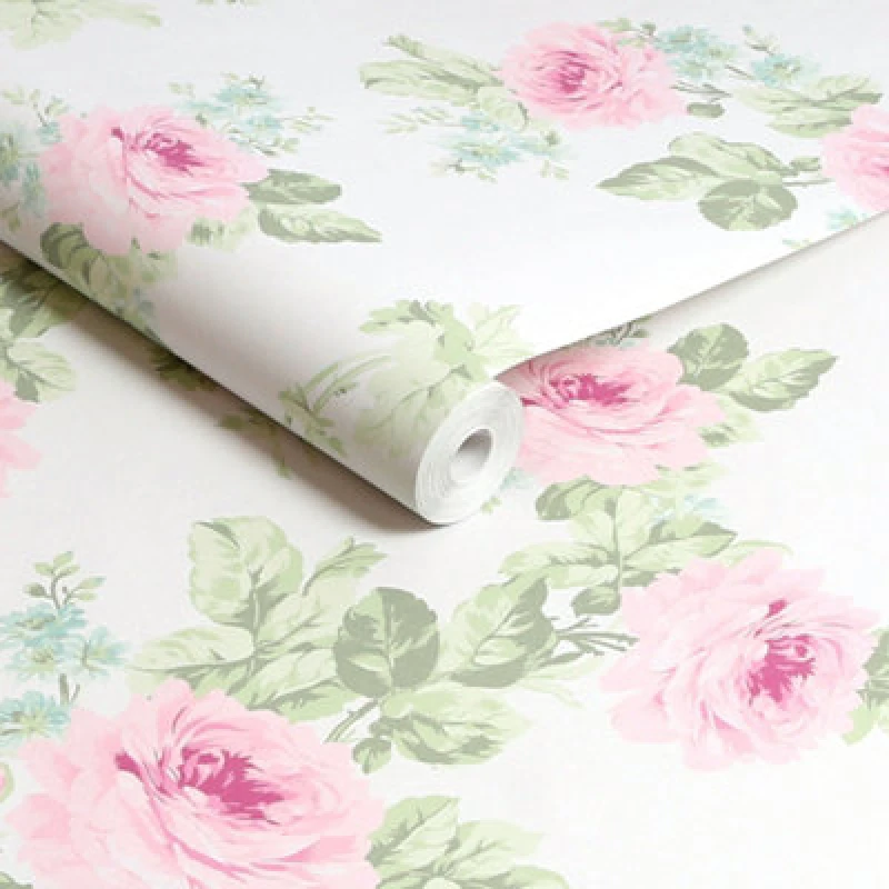 Image of Shabby Chic by Rachel Ashwell Royal Bouquet Pink Floral Wallpaper Wallpaper One Size Pink 71540806000
