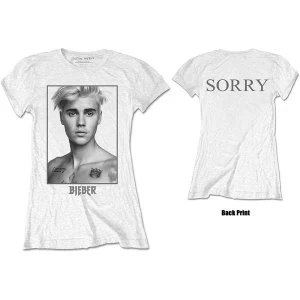 Image of Justin Bieber - Sorry Ladies Womens Medium T-Shirt - White
