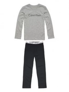 Image of Calvin Klein Boys Long Sleeve Pyjama Set - Grey/Black