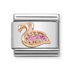 Image of Nomination CLASSIC Rose Gold Symbols Pink Cubic Zirconia Flamingo...