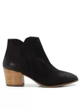Image of Dune London Dune Parlor Heeled Suede Ankle Boots - Black, Size 7, Women