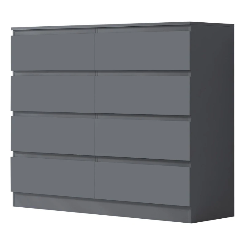 Image of FWStyle FWStyle 8 Drawer Dark Grey Chest Of Drawers Matt Finish Grey One Size Unisex 5056413129192