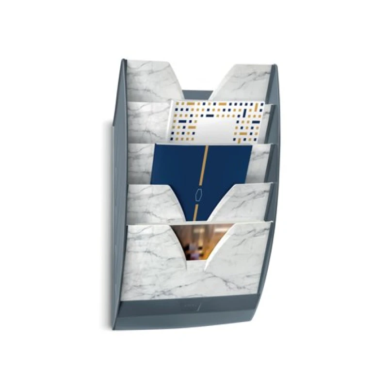 Image of CEP Mineral Marble 5 Compartment Wall File Grey A4 1001541611