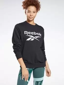 Image of Reebok Identity Logo French Terry Crew Sweatshirt, Red Size M Women