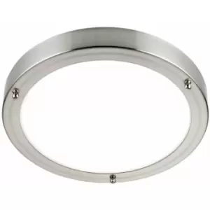 Image of Loops - Flush Bathroom Ceiling Light Satin Nickel IP44 Round LED Cool White Lamp Fitting