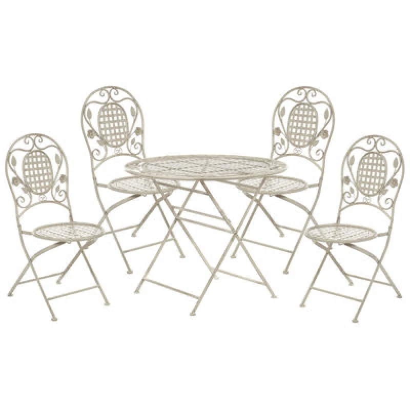 Image of Beliani Garden Dining Set 4 Seater Bivio Folding Metal Off-White
