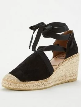 Image of Kanna Ania20 Cross Over Wedge Espadrille Sandal - Black