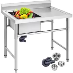 Image of VEVOR VEVOR Handmade Sink Non-magnetic Stainless Steel Kitchen Sink Hand Made 1 Compartment 16 x 15.5 x 10" Capacity Huge Tub Sink with Right Hand Pla