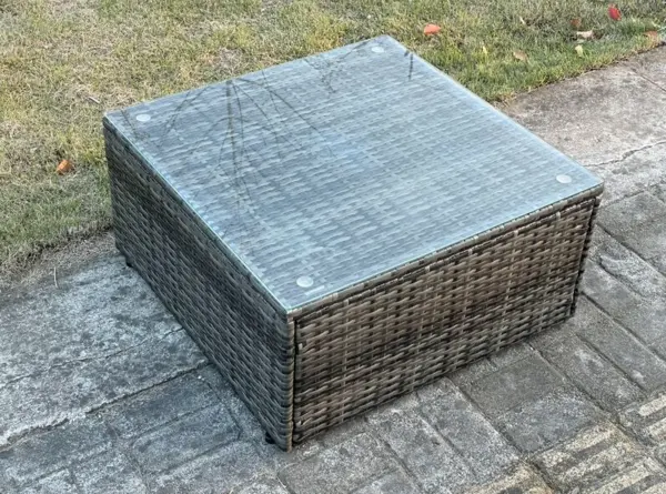 Image of Fimous Outdoor Dark Grey Mixed Rattan Square Coffee Table