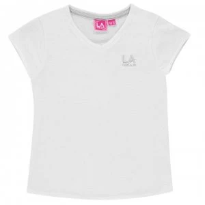 Image of LA Gear V Neck T Shirt Junior Girls - White
