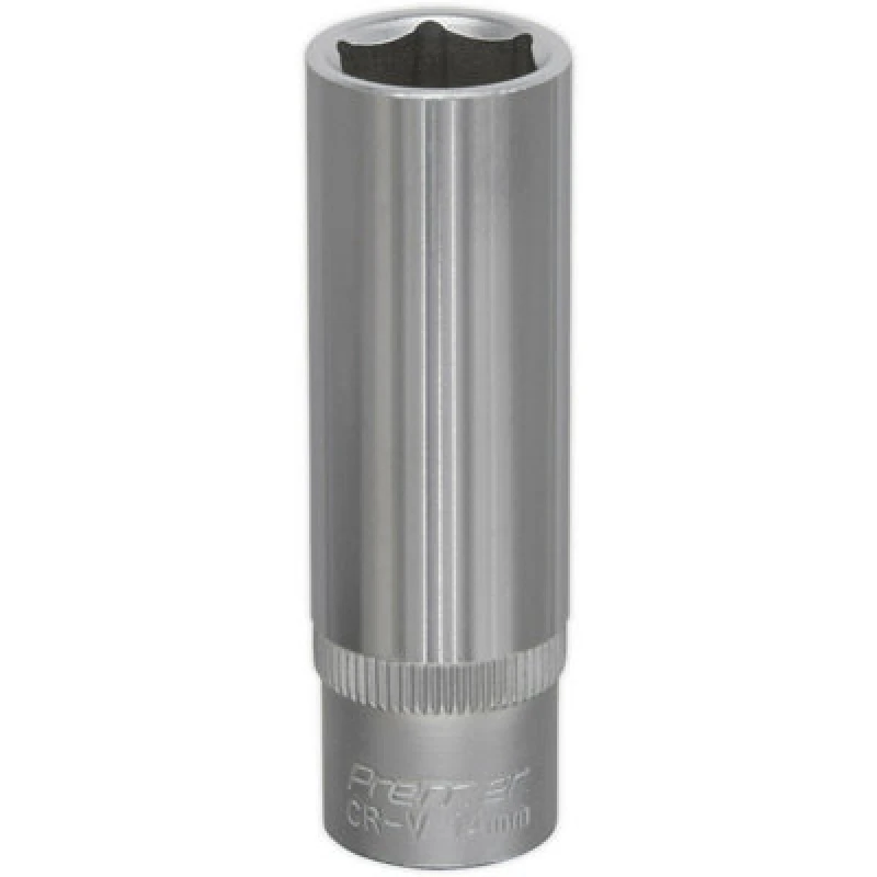 Image of Loops 14mm Forged Steel Deep Drive Socket - 3/8" Square Drive - Chrome Vanadium Socket Metallics