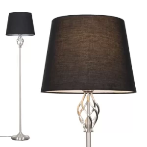 Image of Memphis Brushed Chrome Floor Lamp with Black Aspen Shade