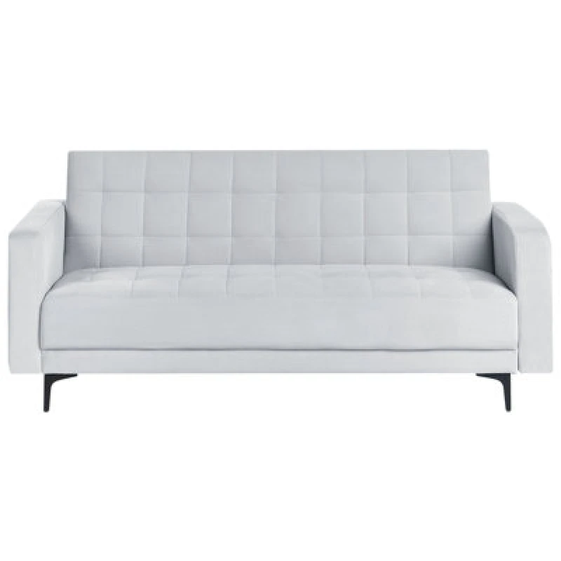 Image of Beliani Sofa Bed 3 Seater Aberdeen Velvet Light Grey