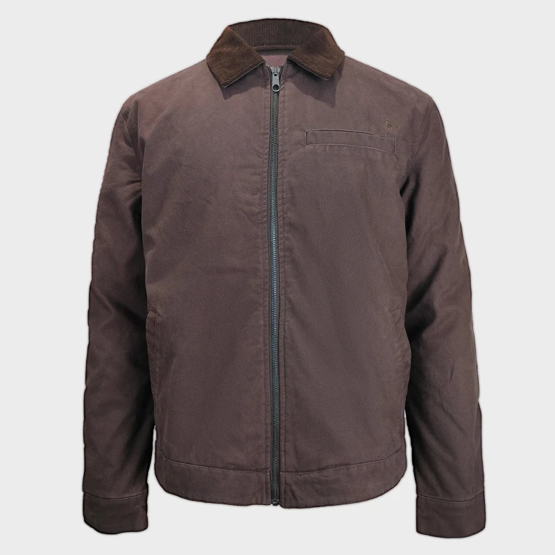 Image of Jack Wills Mens Stone Canvas Wind Resistant Cotton Long Sleeve Varsity Jacket Black Coffee male S