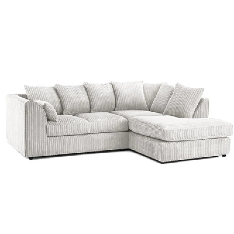 Image of Furnishings For Less UK Luxor Jumbo Cord 4 Seater Corner Sofa Silver Right Hand Facing