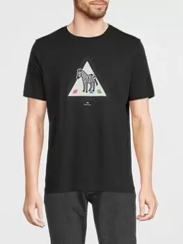 Image of Ps Paul Smith Zebra Crossing Print T-Shirt - Black