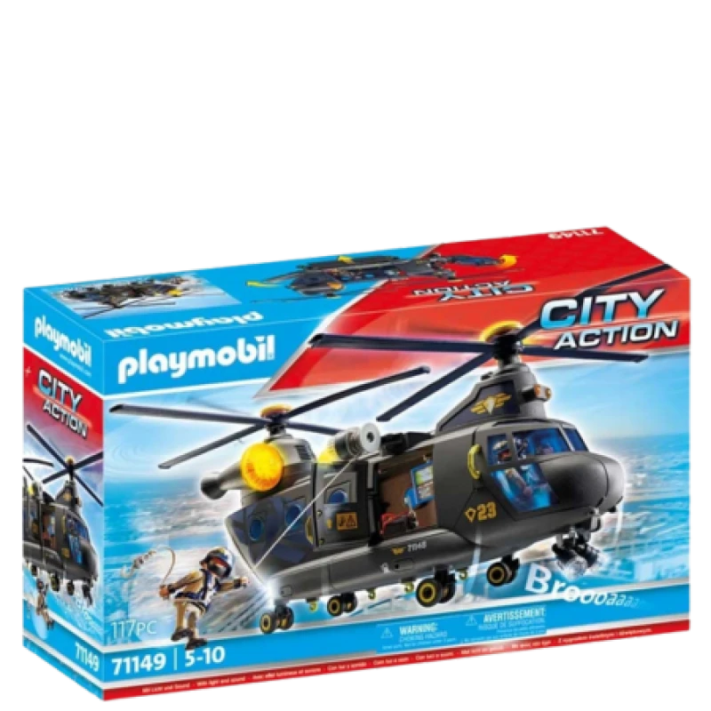 Image of Playmobil City Action Tactical Police Twin-Prop Helicopter Playset PLAY-71149
