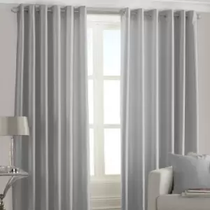 Image of Fiji Faux Silk Eyelet Curtains Steel, Steel / 229 x 229cm