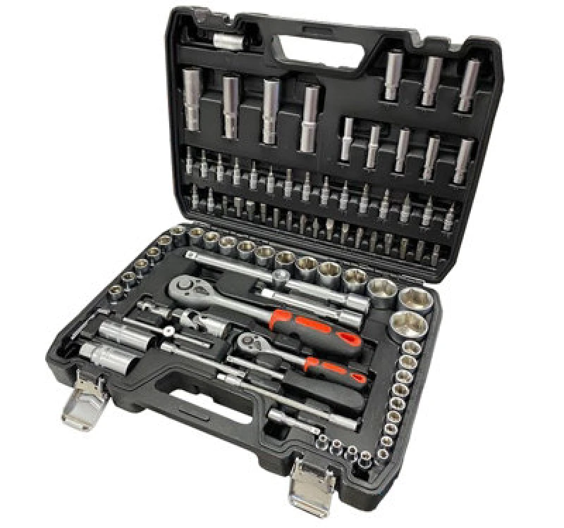 Image of Autojack 94 Piece Metric Socket Set with 1/2" & 1/4" Sockets Black unisex