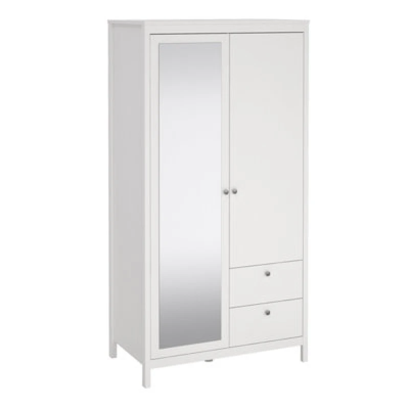 Image of Furniture To Go Madrid Wardrobe With 1 Door + 1 Mirror Door + 2 Drawers White