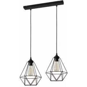 Image of Helam Lighting - Helam Karo Straight Bar Pendant Ceiling Light Black 50cm