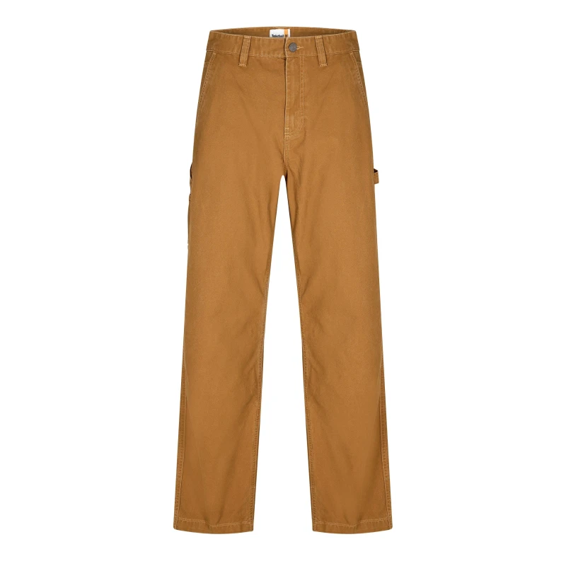 Image of Timberland Mens Washed Canvas Carpenter Straight Leg Trousers Dark Wheat Boot male 30