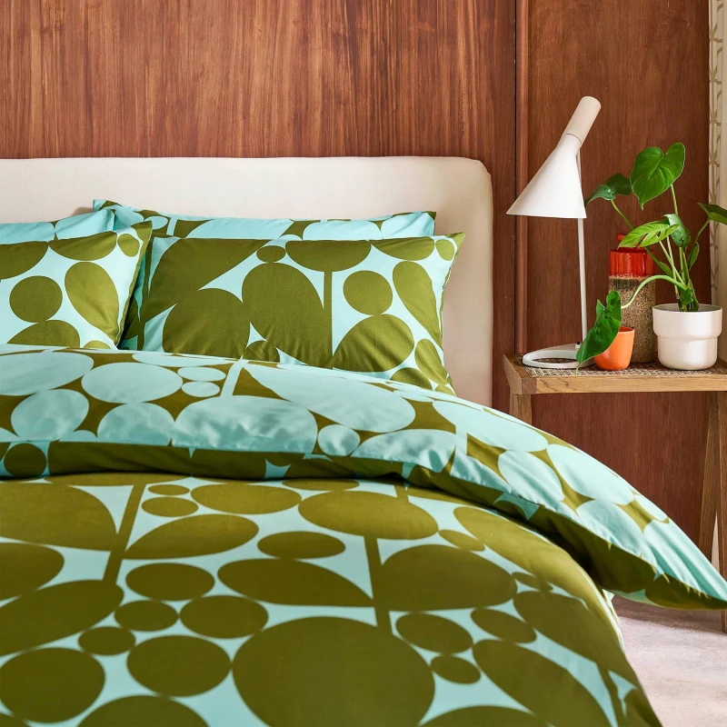 Image of Orla Kiely Bubble Flower Duvet Set, Double, Aqua Seagrass