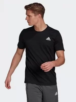 Image of adidas Aeroready Designed 2 Move Sport T-Shirt, Black/White Size M Men