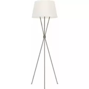 Image of Loops - Floor Lamp White Shade Highly Polished Nickel Finish LED E27 60W Bulb