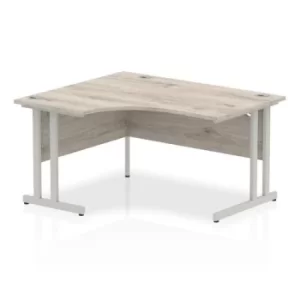 Image of Impulse 1400mm Left Crescent Desk Grey Oak Top Silver Cantilever Leg I