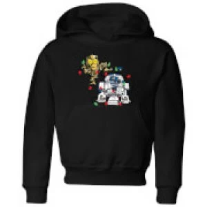 Image of Star Wars Tangled Fairy Lights Droids Kids Christmas Hoodie - Black - 11-12 Years