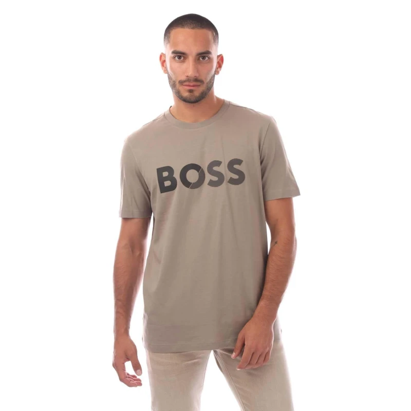 Image of Boss Large Logo T-Shirt Beige male S
