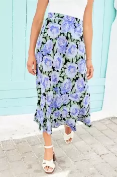 Image of Camellia Bias-Cut Printed Maxi Skirt