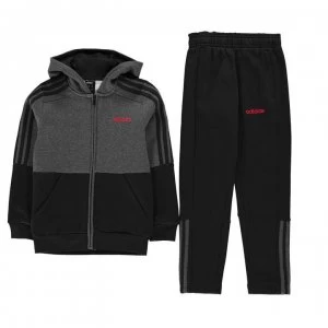 Image of adidas Boys Essentials 3-Stripes Zip Tracksuit - Drkgrey/Red