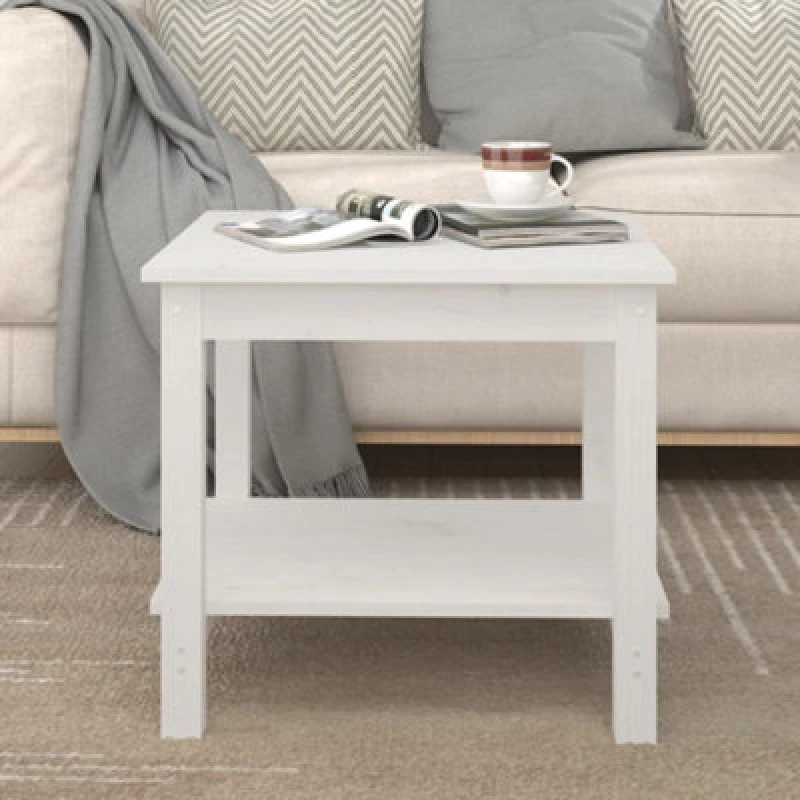 Image of Vidaxl Coffee Table White 50X50X45cm Solid Wood Pine
