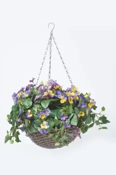 Image of Purple and Yellow Pansy Hanging Basket, 60 cm
