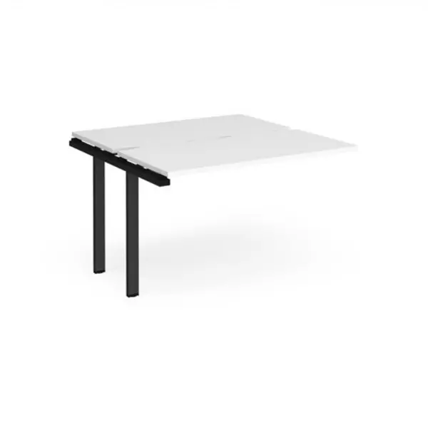 Image of Adapt Bench Desk Add On Rectangular Desk 1200mm With Sliding Tops White Tops With Black Frames 1200mm Depth Adapt White STE1212-AB-K-WH