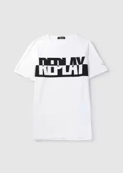 Image of Replay Mens Domino Short Sleeve T-Shirt In White