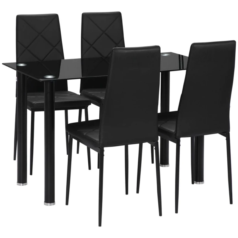 Image of HOMCOM Dining Table Set for 4, Modern Kitchen Table and Chairs with Padded Seat - Homcom 5056725383985