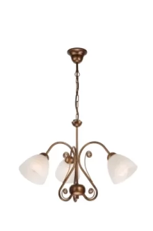 Image of Emilio Multi Arm Pendant Ceiling Light With Glass Shades, White, 3x E27